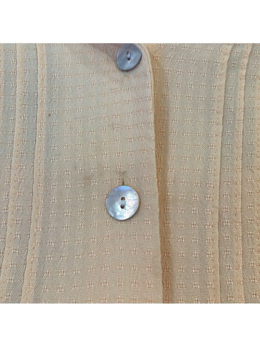 90s 2 PC SUNSHINE YELLOW TEXTURED FABRIC CROPPED POLO TOP & PANT PLAZA SOUTH 12P - Picture 11 of 15